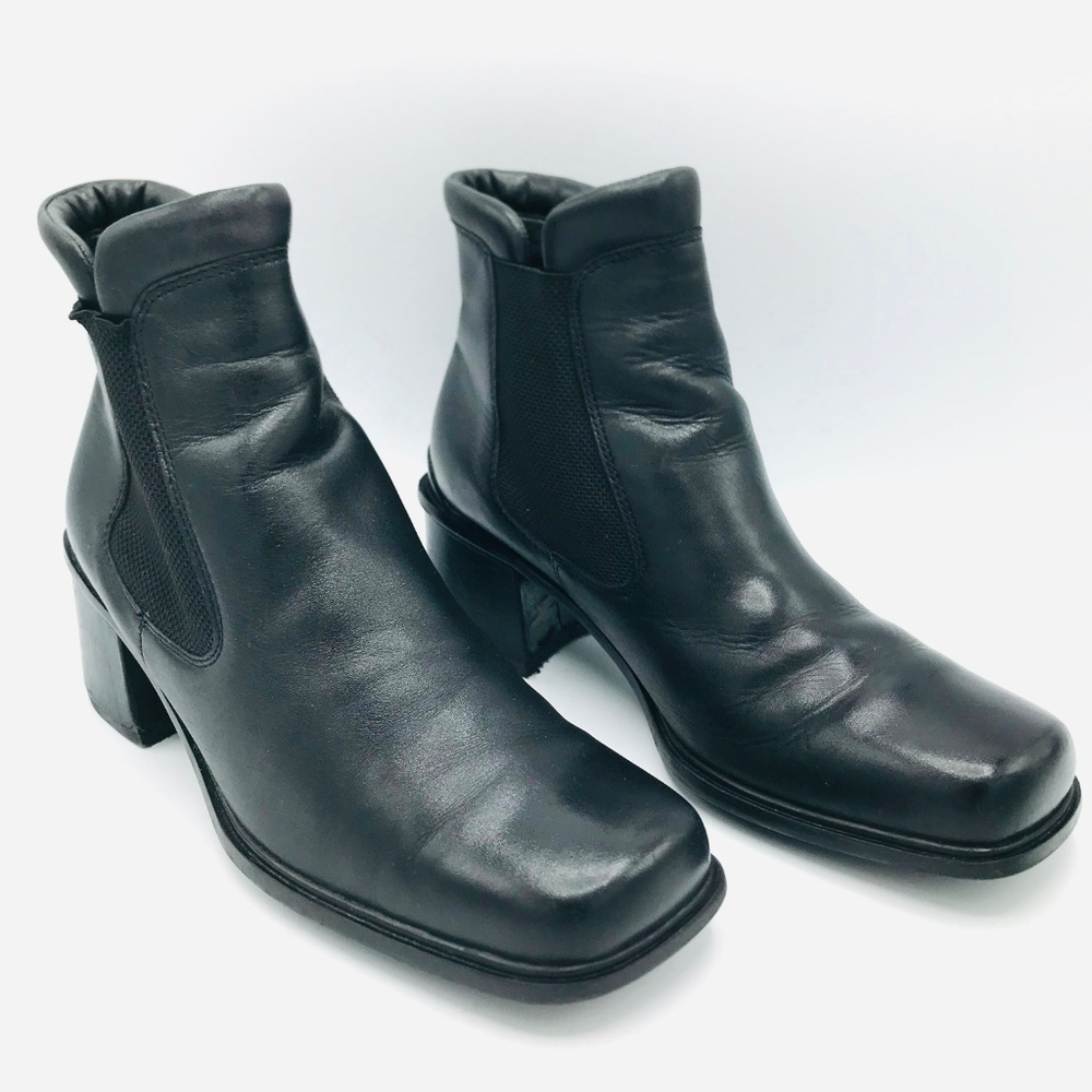 ECCO Ankle Boots Size 6.5 Leather Stretch Mesh